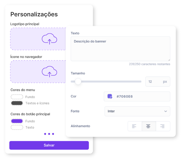 Print da tela de personalizações do website